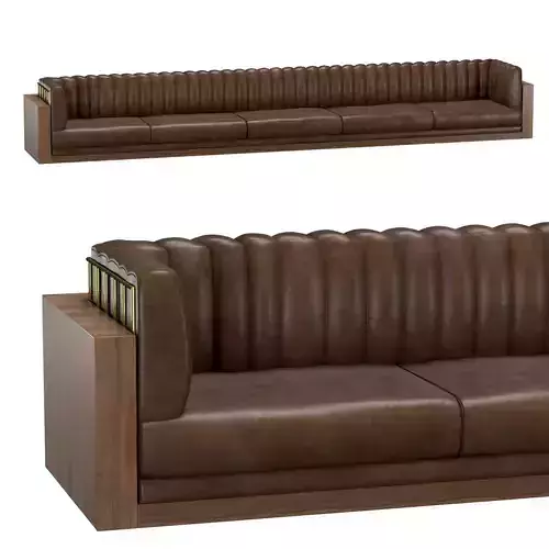 Lobby sofa leather gold wood