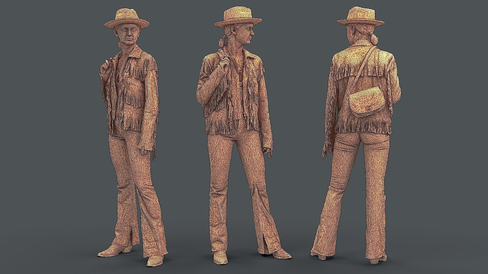 Fringe Charm Urban Cowboy Style Girl 3D model_3