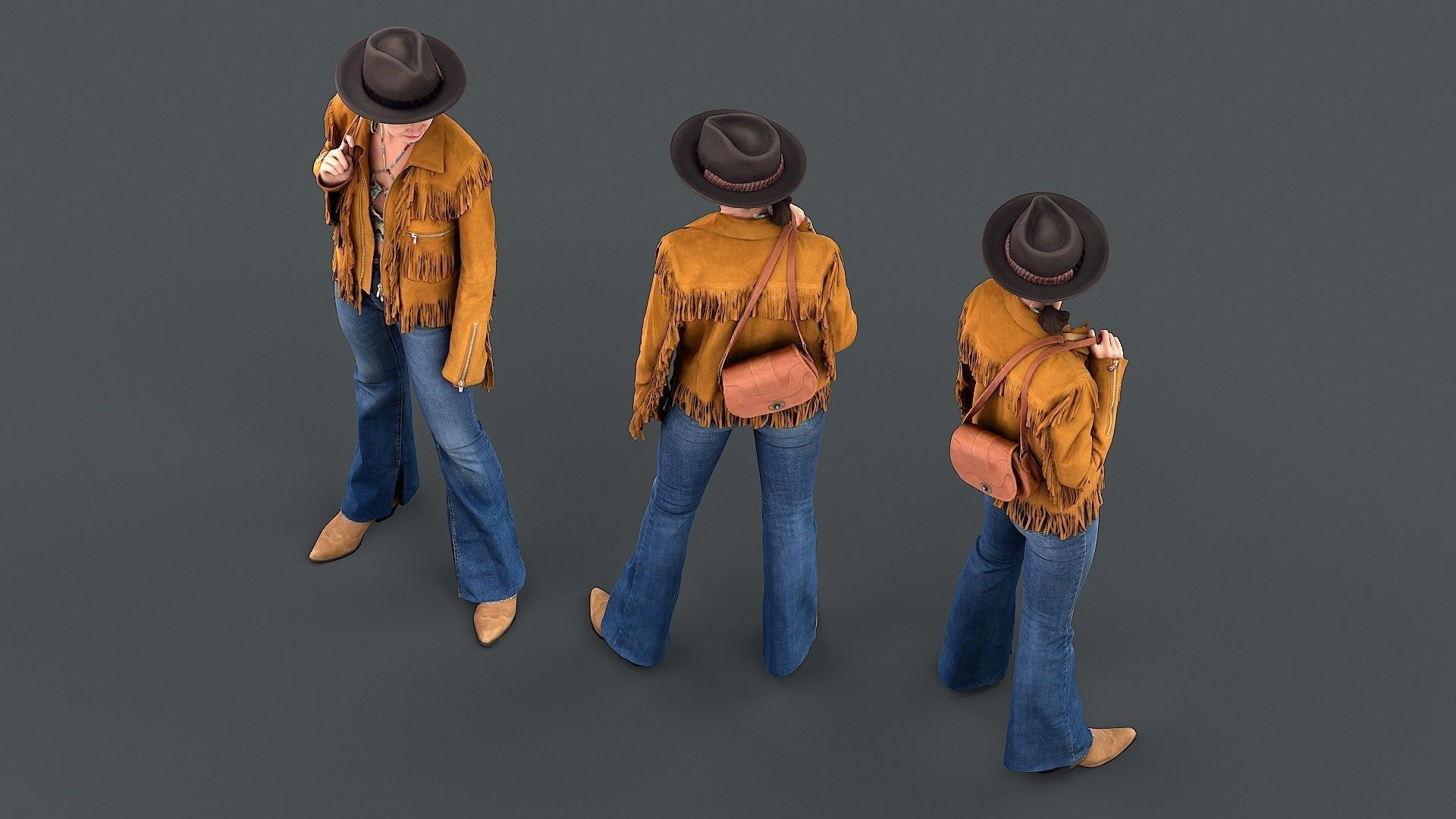 Fringe Charm Urban Cowboy Style Girl 3D model_4