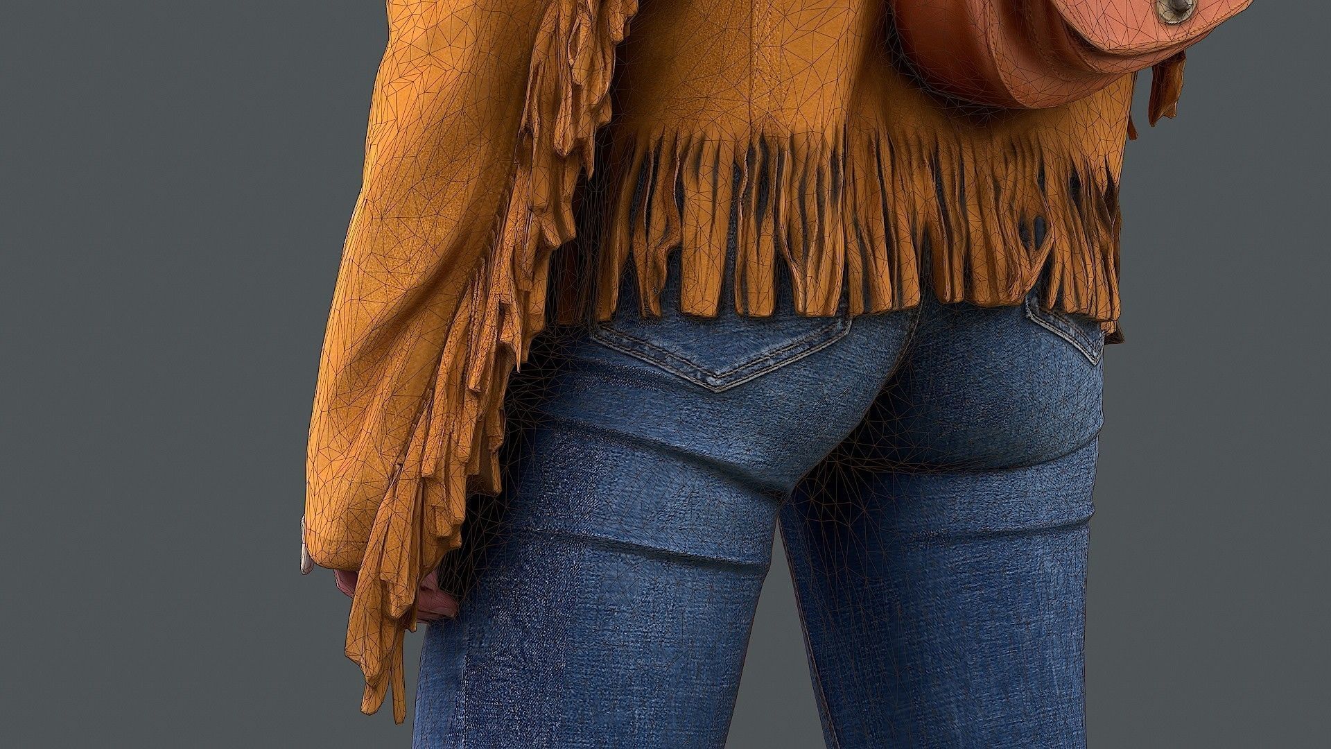 Fringe Charm Urban Cowboy Style Girl 3D model_14