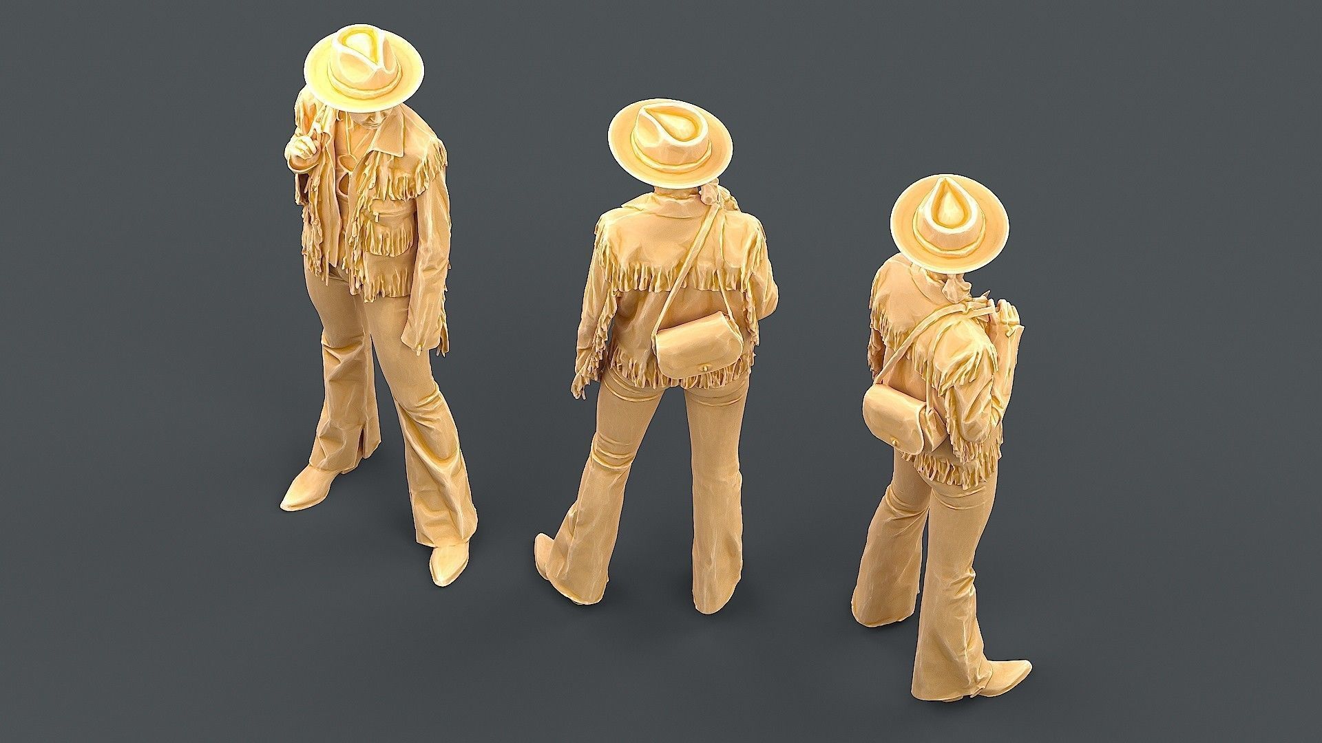 Fringe Charm Urban Cowboy Style Girl 3D model_6