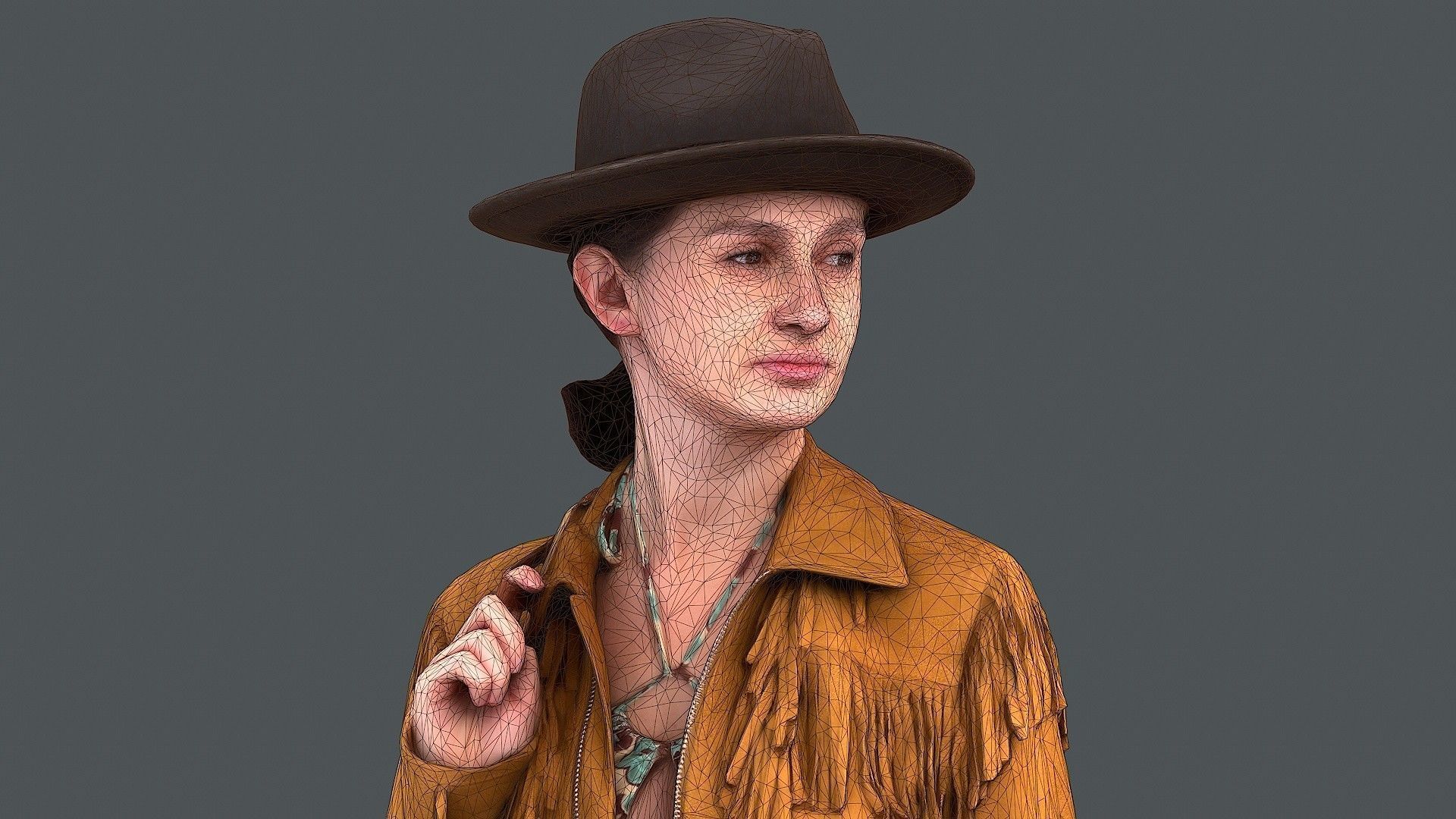 Fringe Charm Urban Cowboy Style Girl 3D model_8