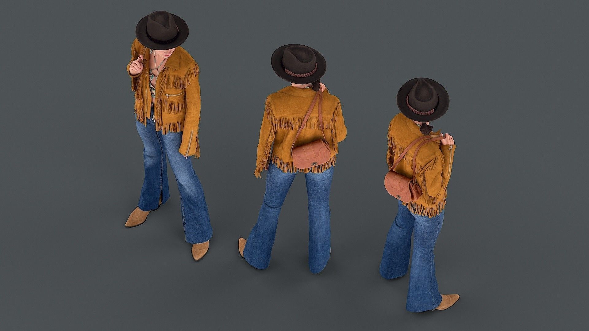 Fringe Charm Urban Cowboy Style Girl 3D model_5