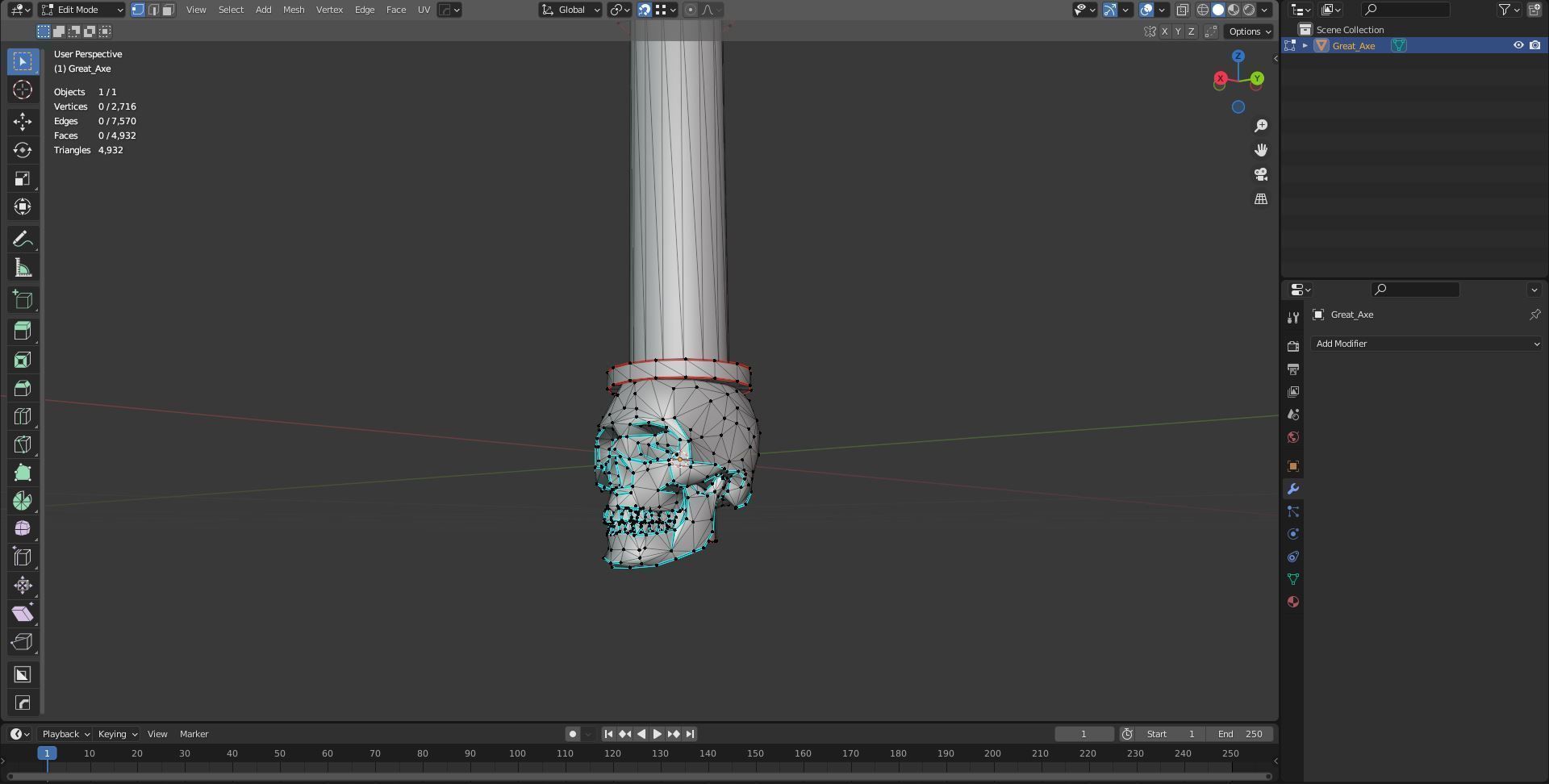Diablo Inspired Great Axe - Skull Axe Low-poly 3D model_9