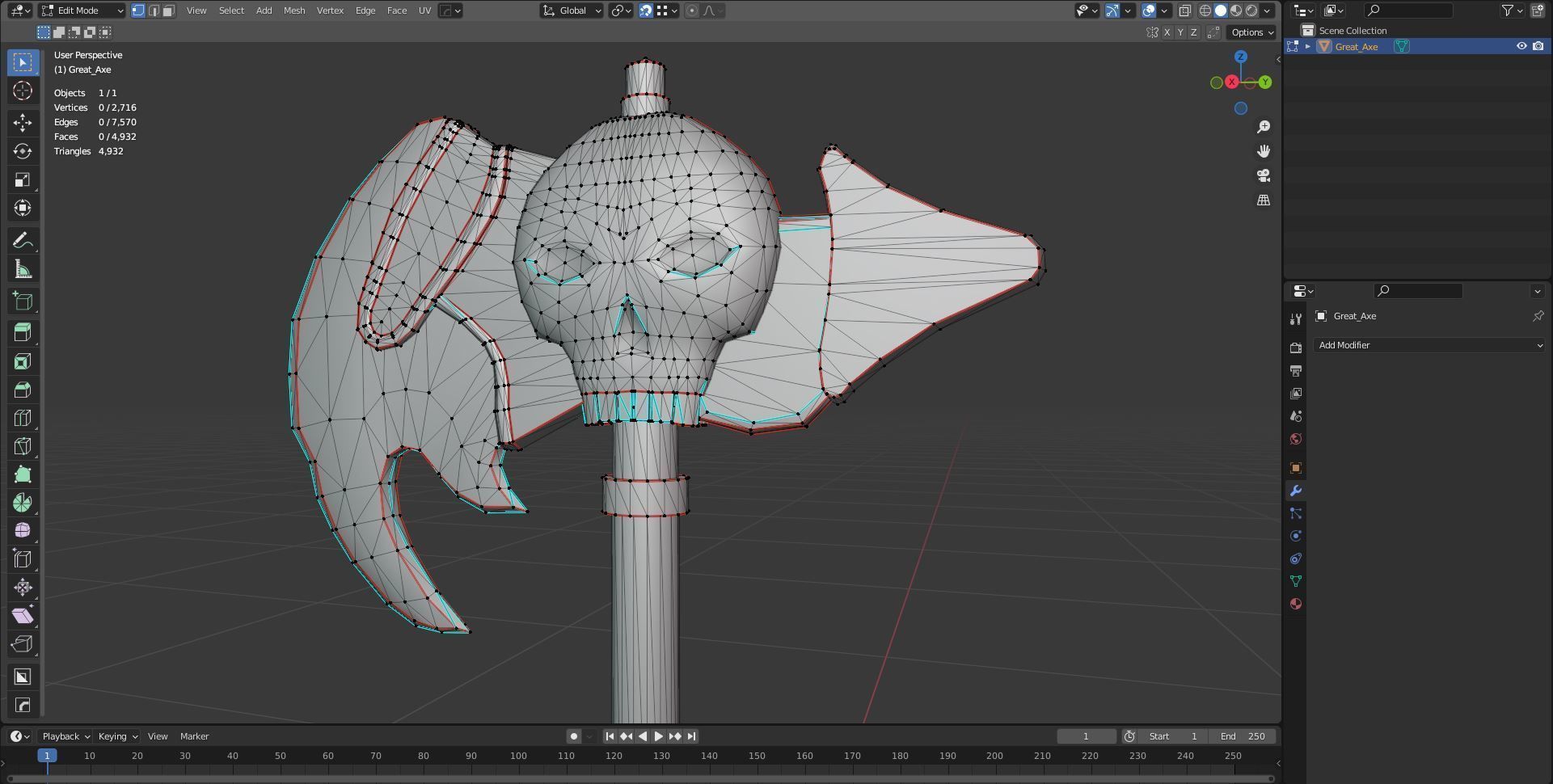 Diablo Inspired Great Axe - Skull Axe Low-poly 3D model_8