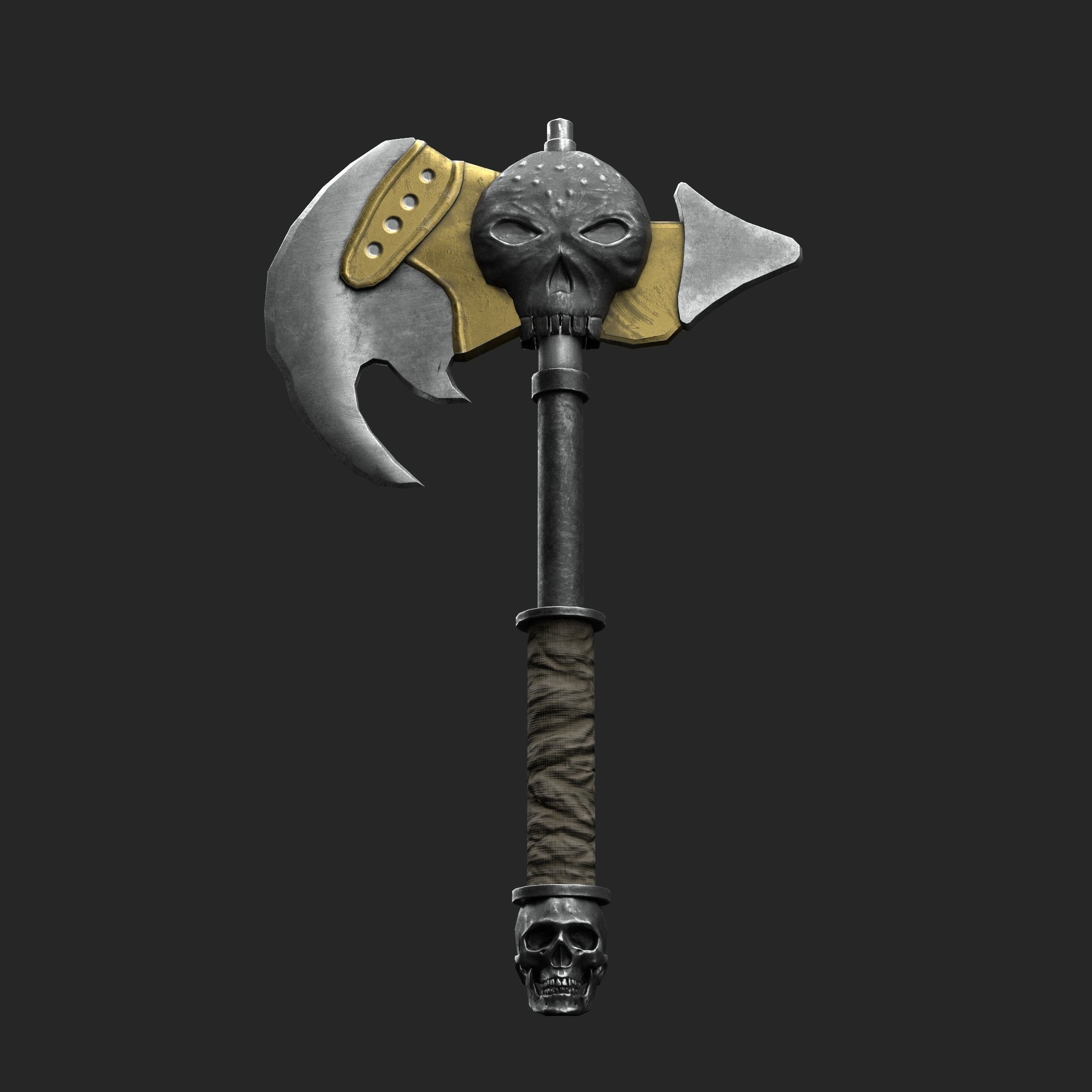 Diablo Inspired Great Axe - Skull Axe Low-poly 3D model_2