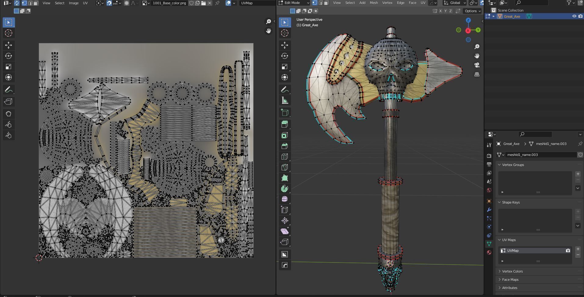 Diablo Inspired Great Axe - Skull Axe Low-poly 3D model_7