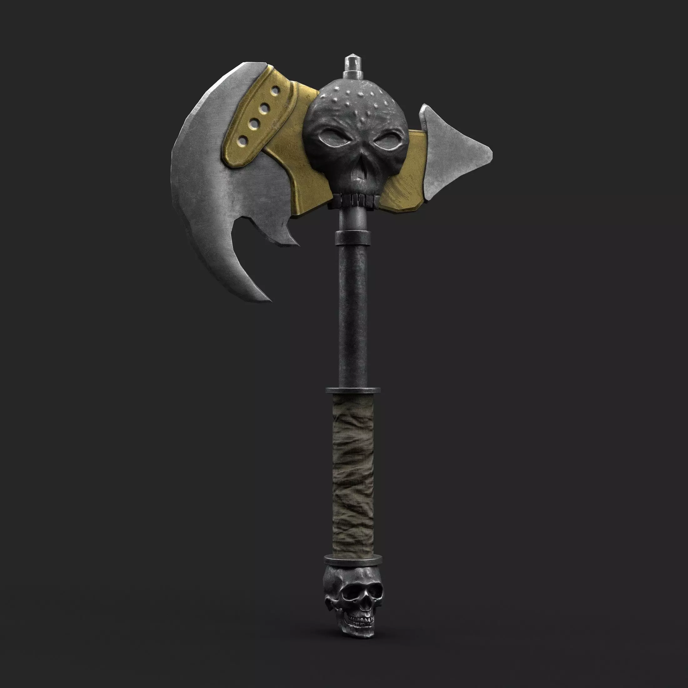 Diablo Inspired Great Axe - Skull Axe Low-poly 3D model_0