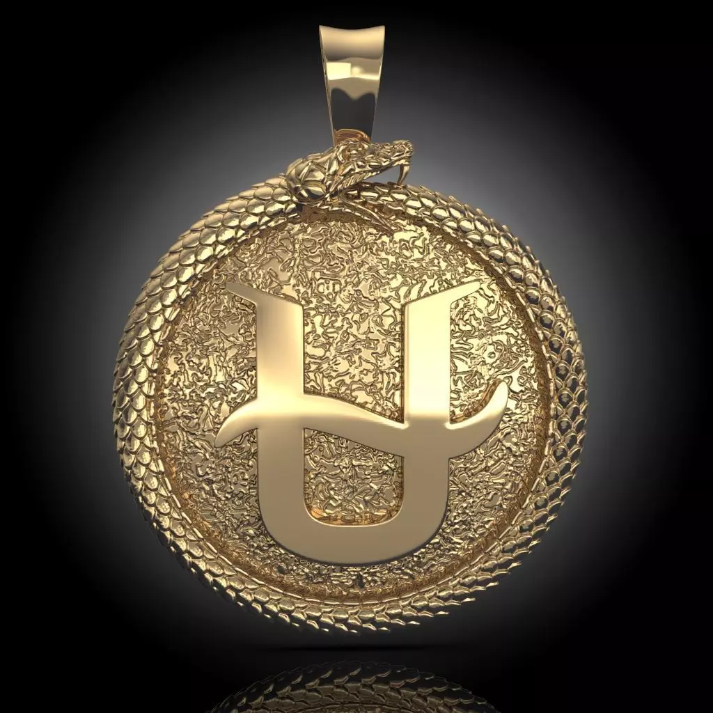 Ouroboros snake pendant  3D print model_0