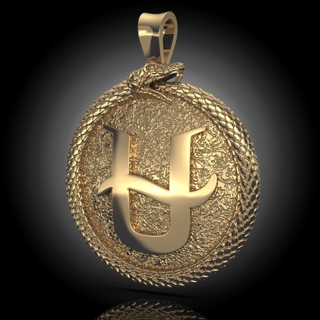 Ouroboros snake pendant  3D print model_2