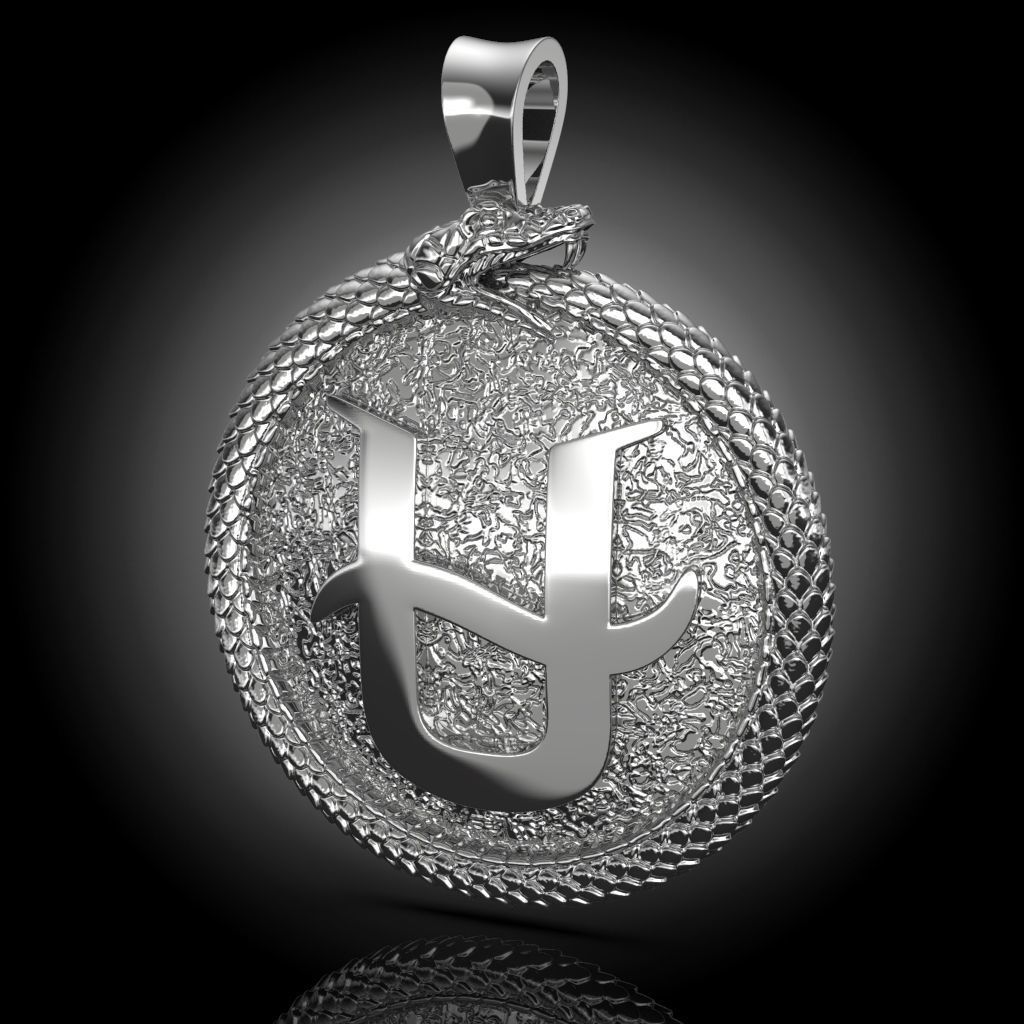 Ouroboros snake pendant  3D print model_1