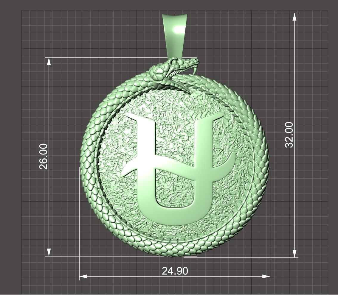 Ouroboros snake pendant  3D print model_6