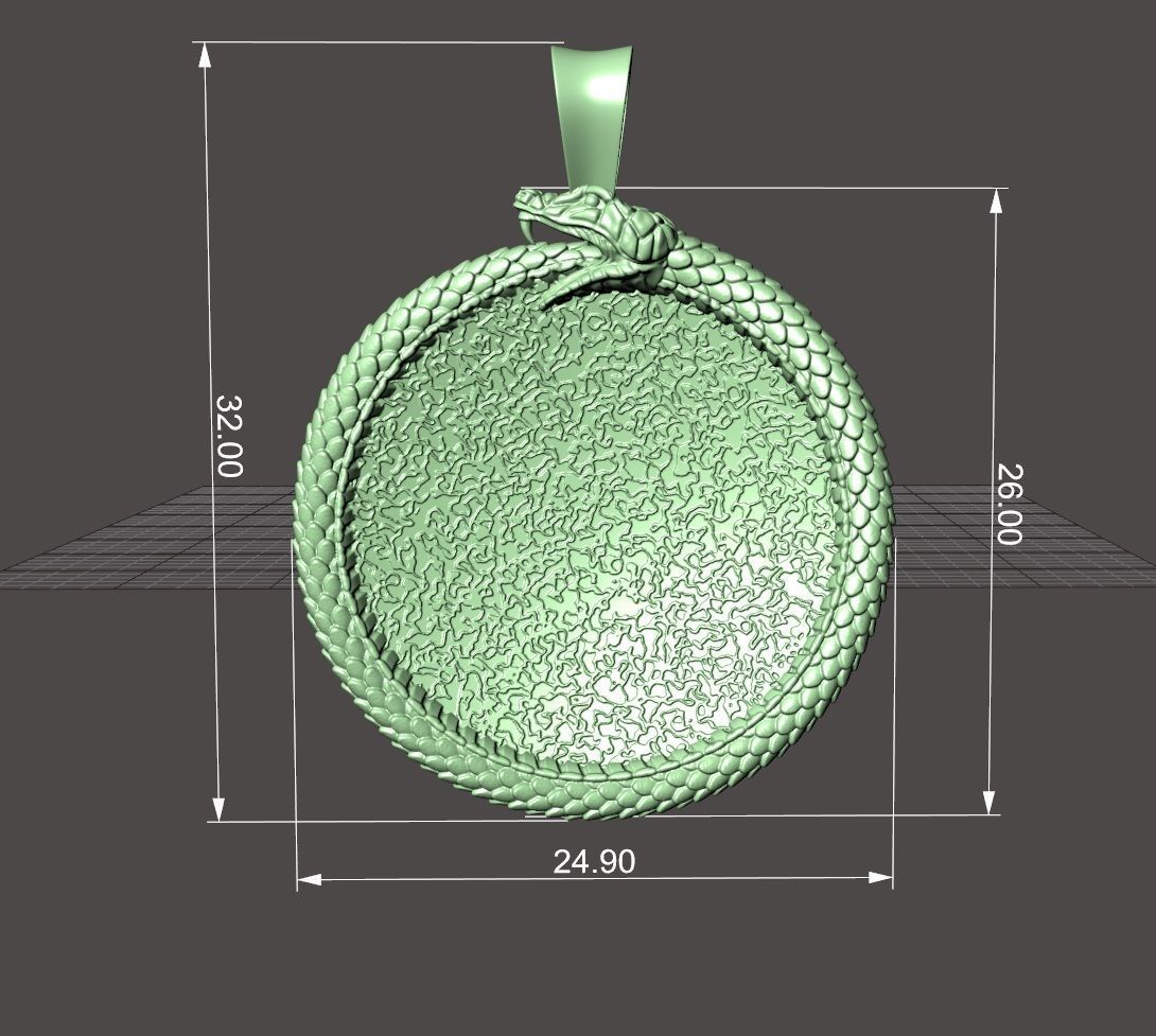 Ouroboros snake pendant  3D print model_8