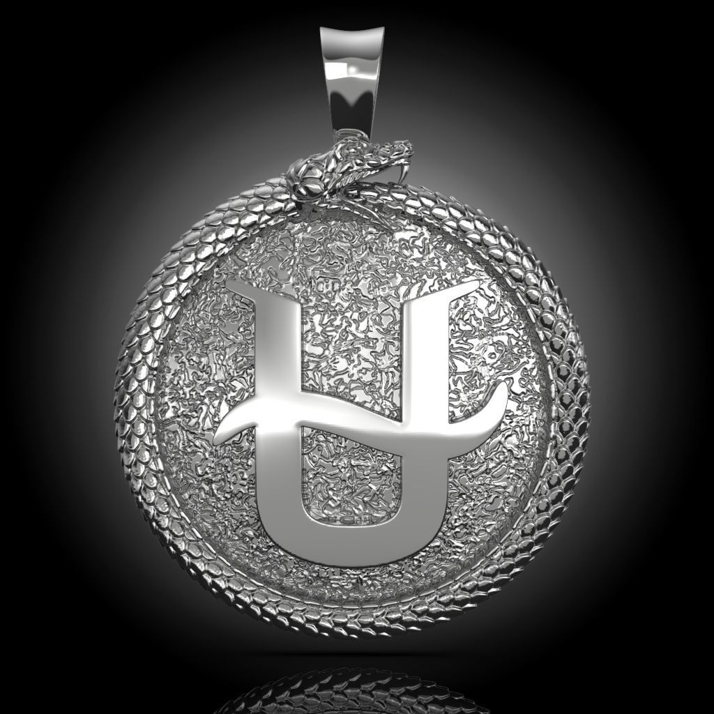 Ouroboros snake pendant  3D print model_3