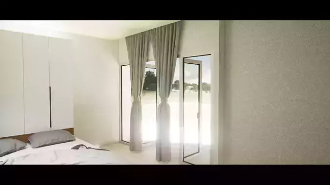 Animated piled Curtain - Slow Wind effect  3D model