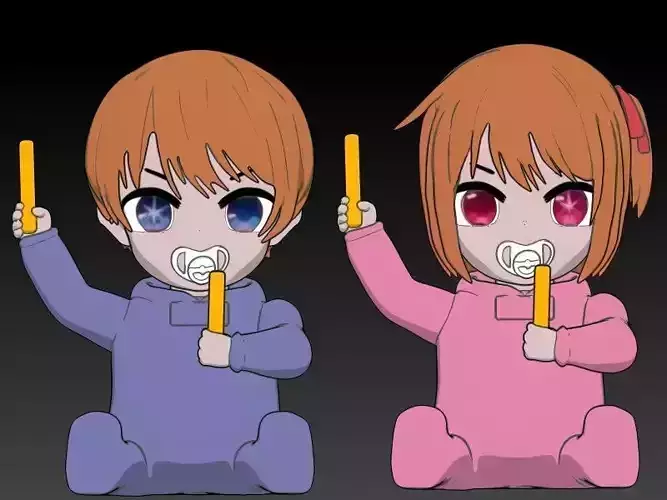 Oshi No Ko baby Aqua and ruby 3D print model