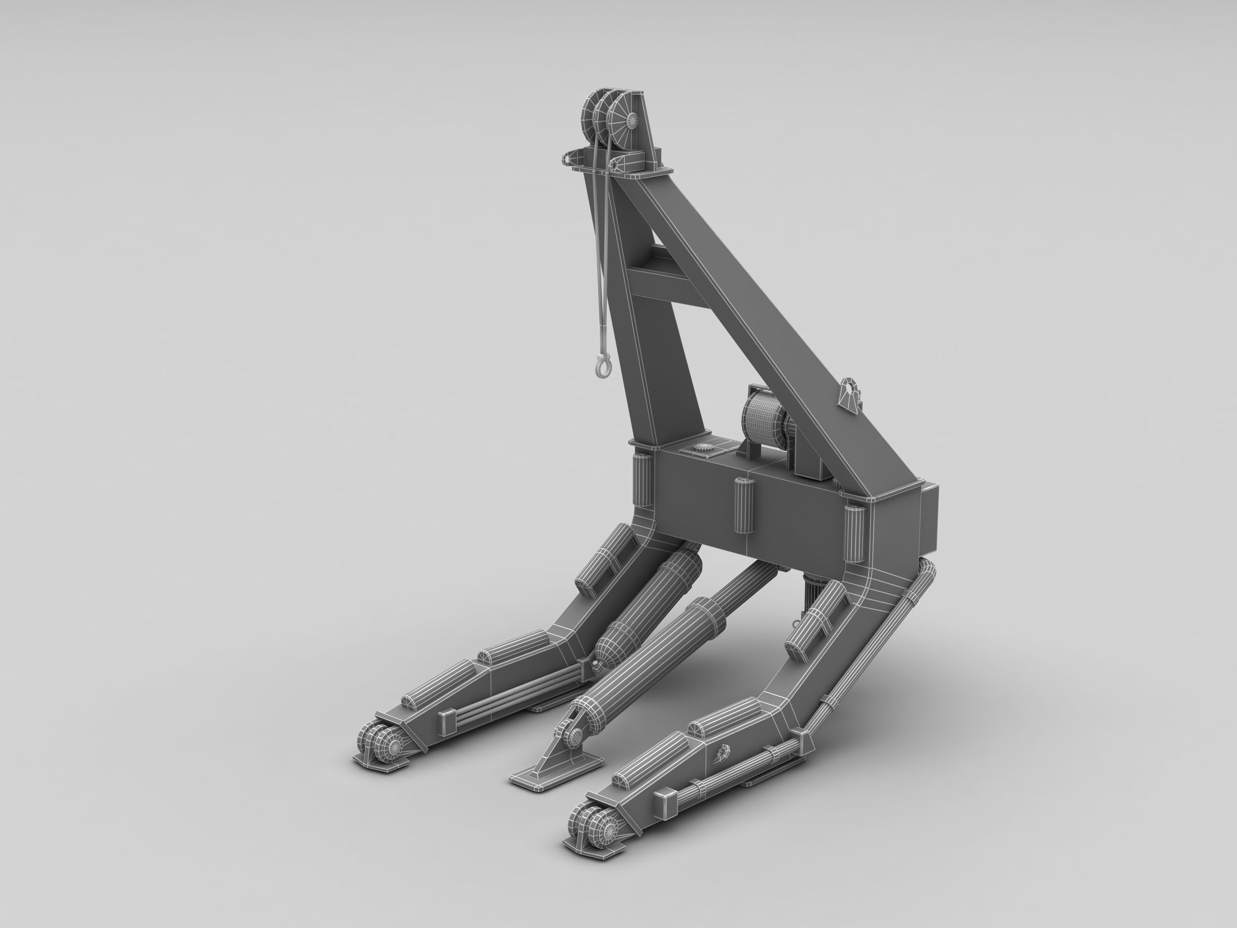 Rescue boat with a crane 3D model_8