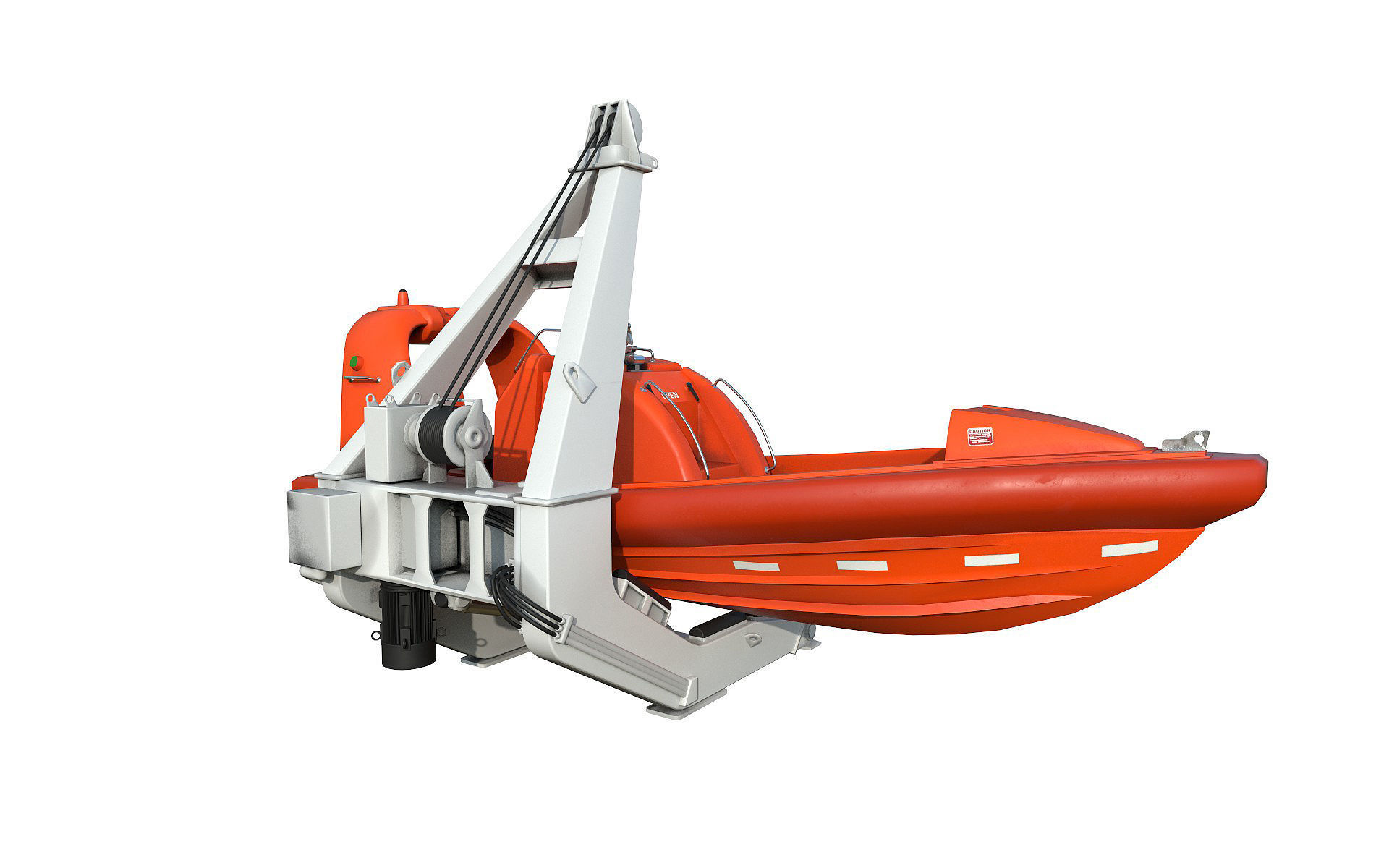 Rescue boat with a crane 3D model_3