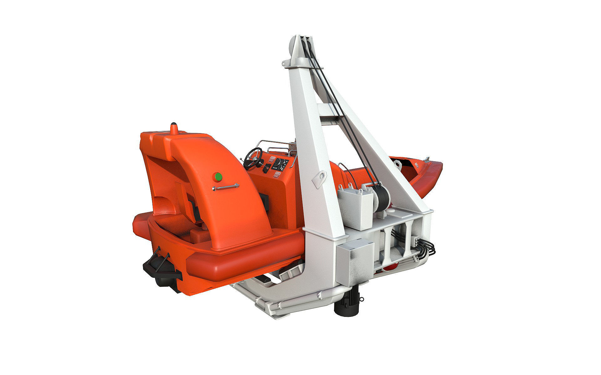 Rescue boat with a crane 3D model_2