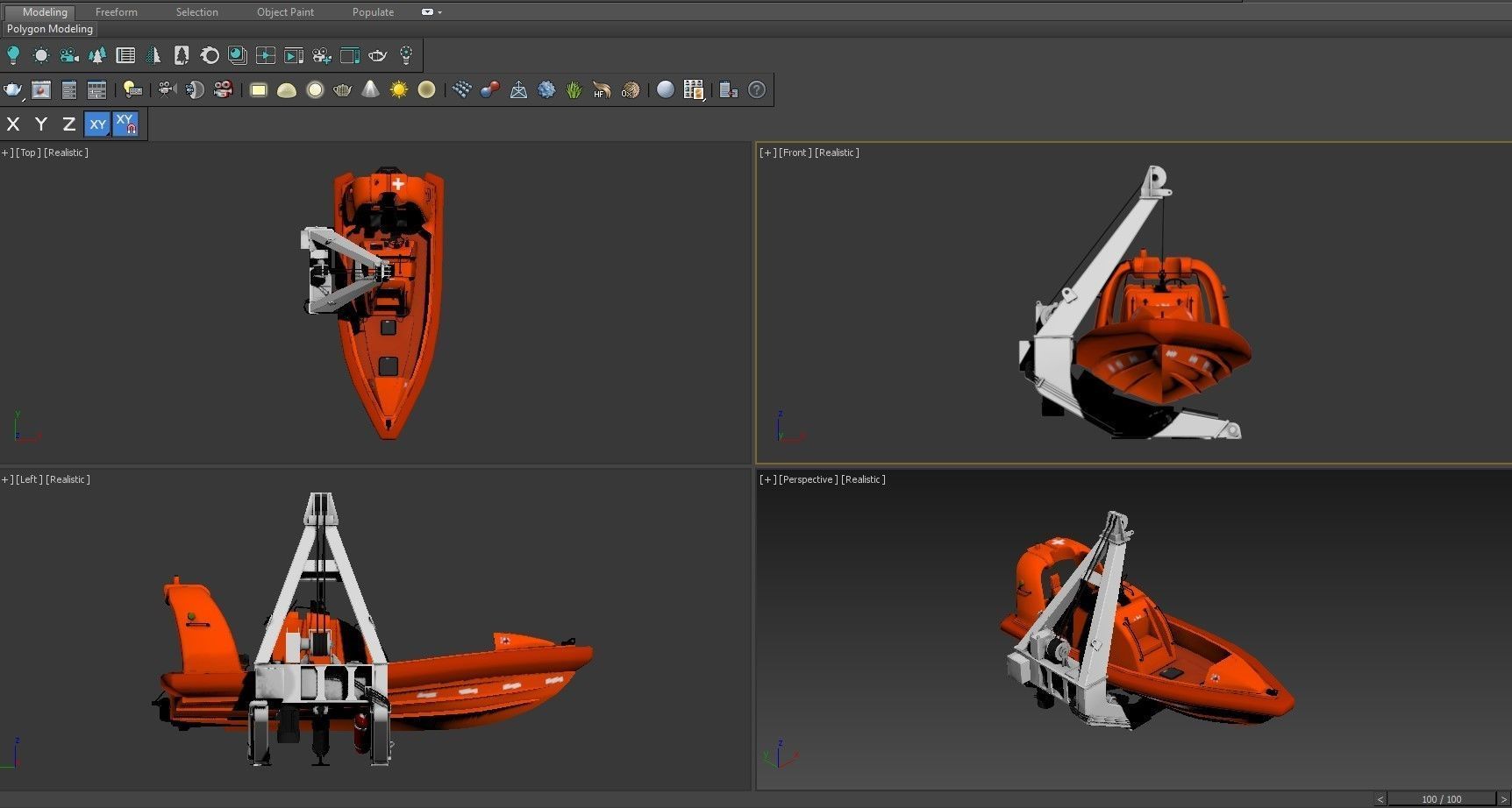 Rescue boat with a crane 3D model_10