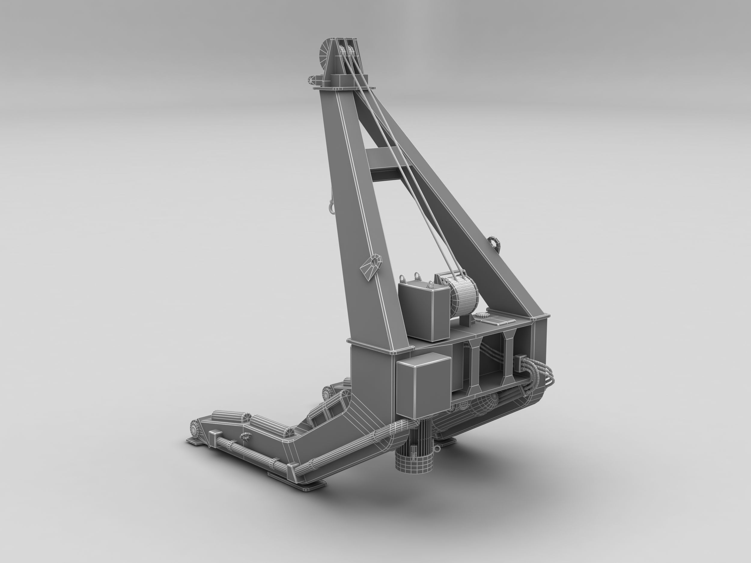 Rescue boat with a crane 3D model_7