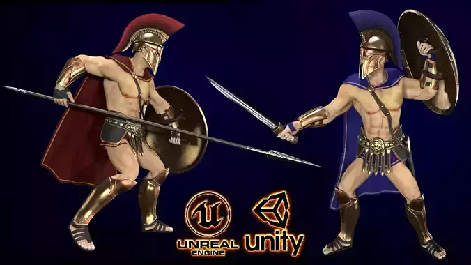 Low-poly model of the character Spartan Low-poly 3D model