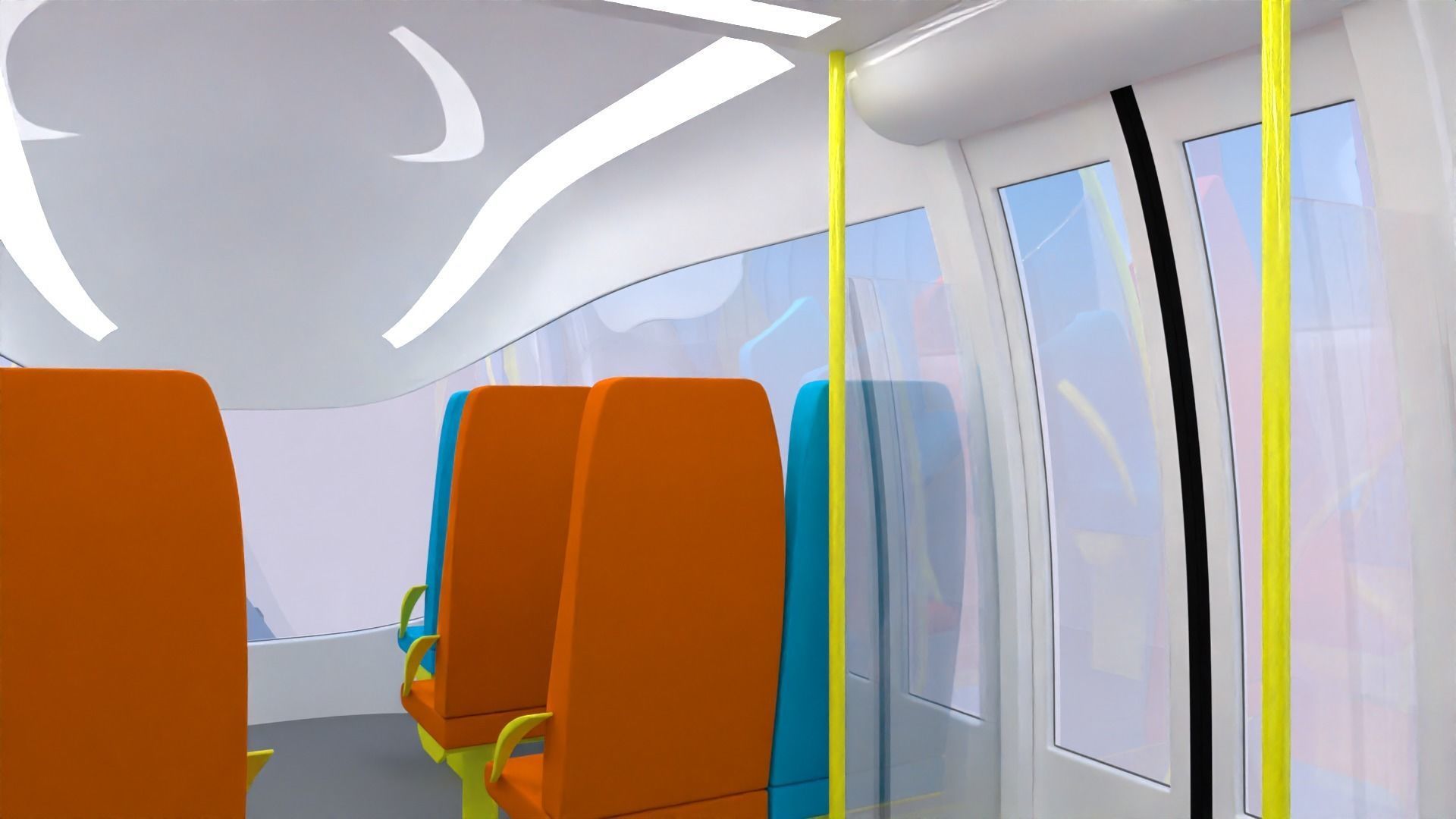 Future monorail train 2023 III 3D model_16