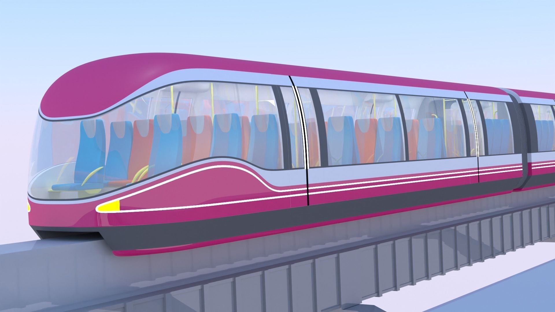 Future monorail train 2023 III 3D model_4