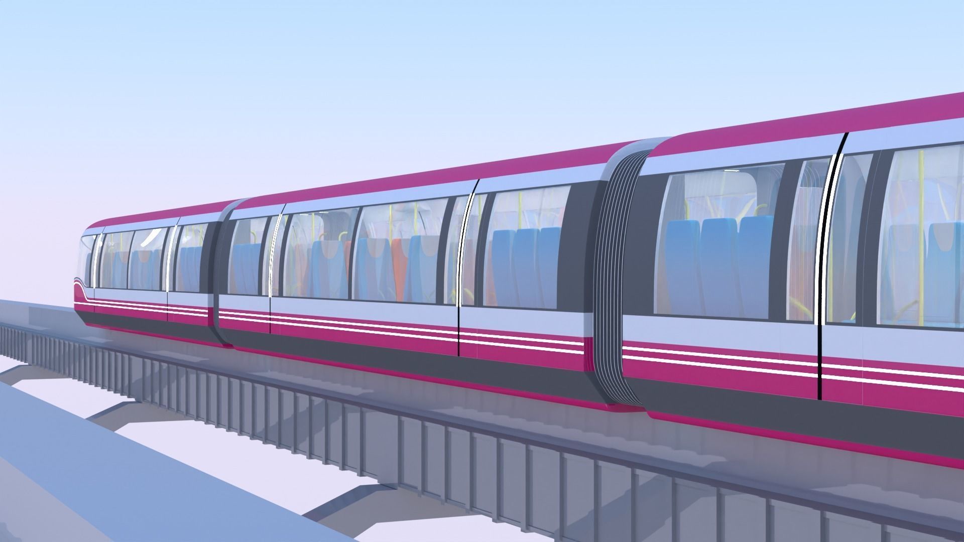 Future monorail train 2023 III 3D model_7