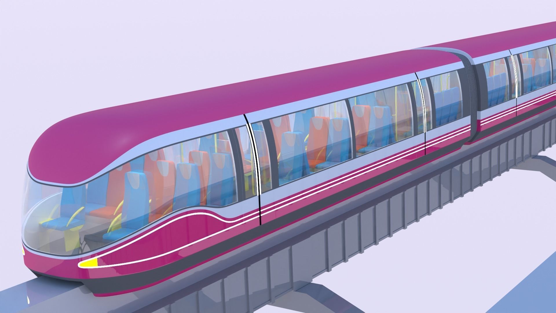 Future monorail train 2023 III 3D model_8