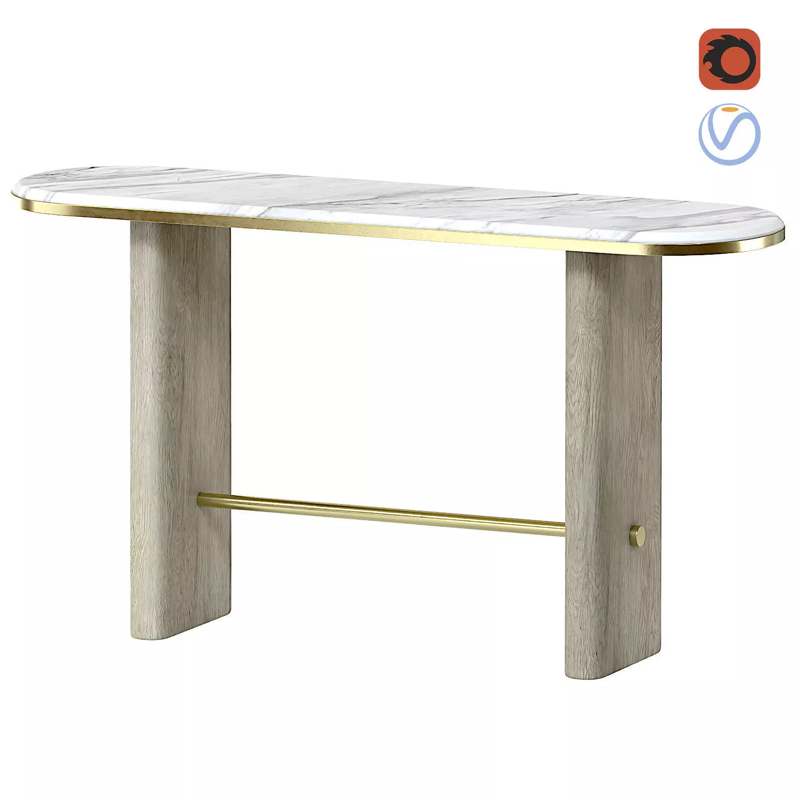 The New Minima Console wooden marble 3D model_0