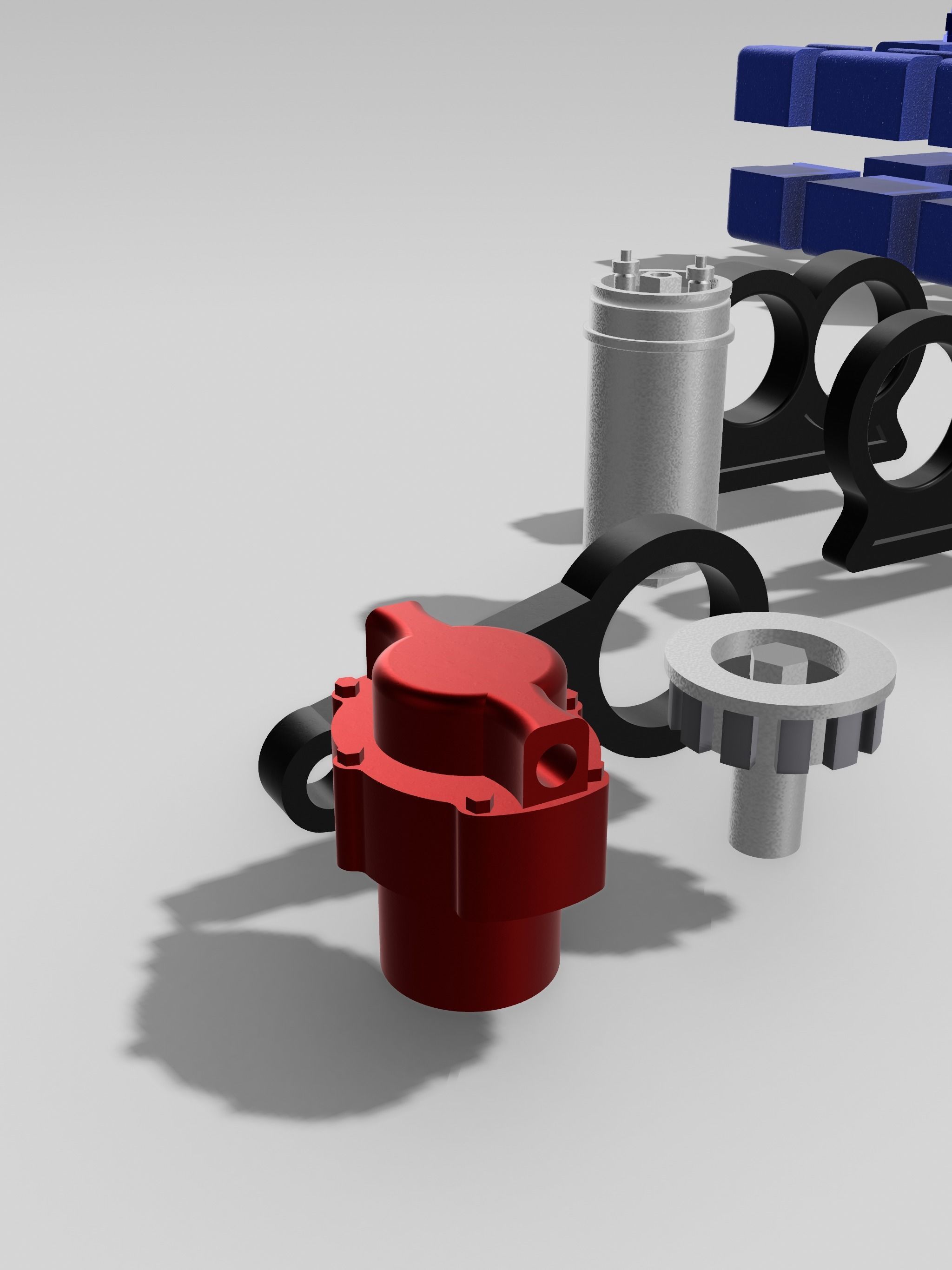 12 Piece Fuel system set AN fittings fuel pumps fuel regulators 3D print model_6