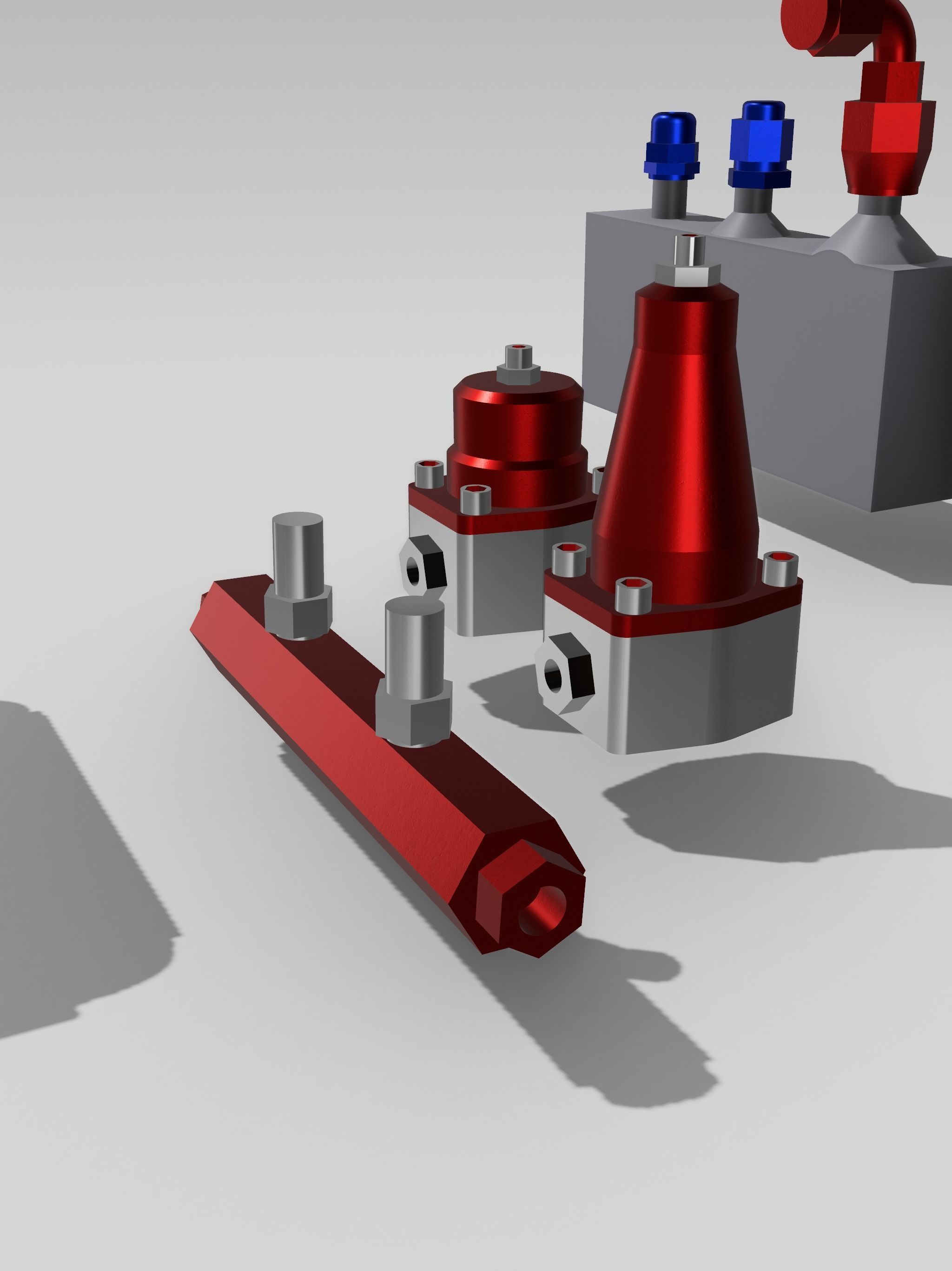 12 Piece Fuel system set AN fittings fuel pumps fuel regulators 3D print model_4