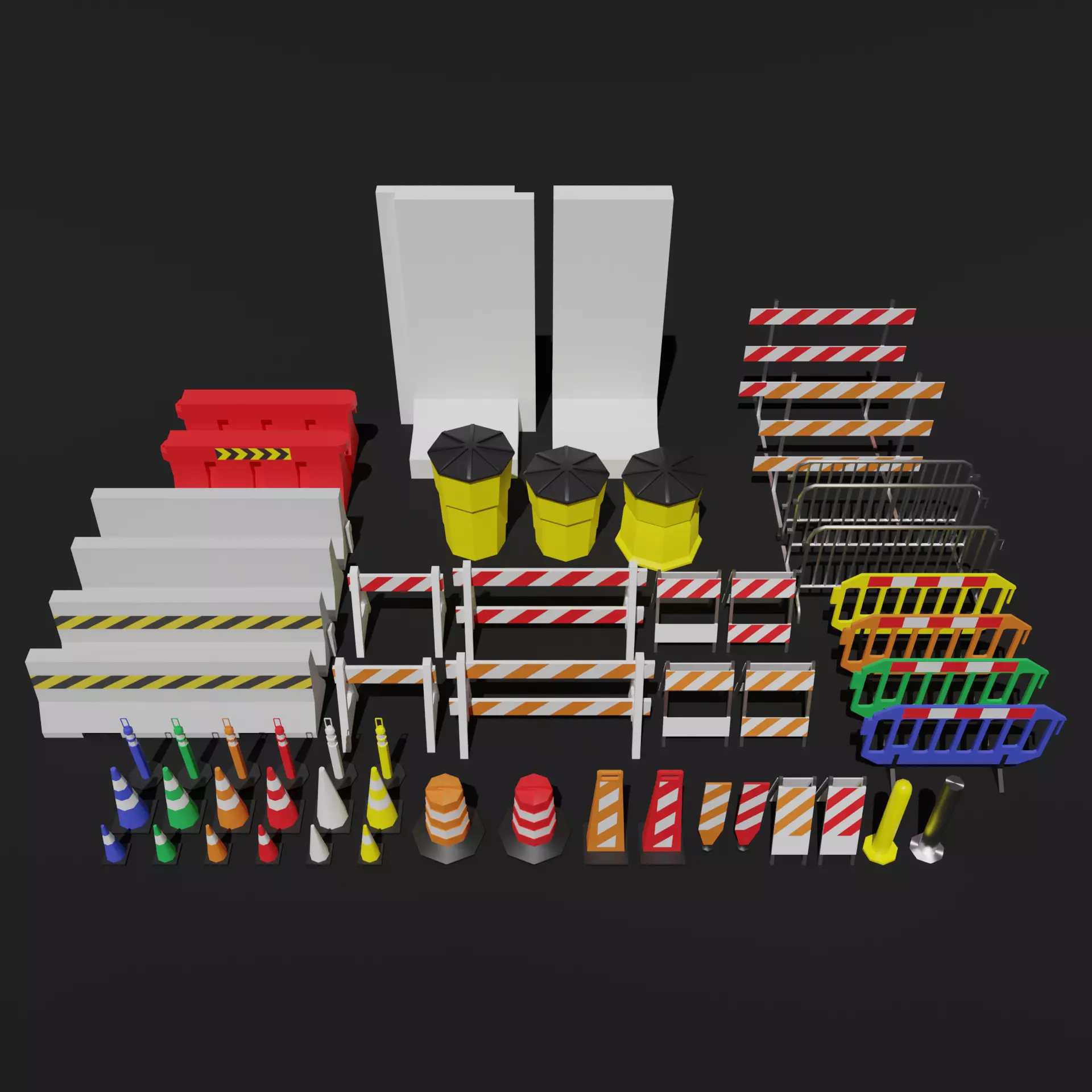 Traffic Barrier Pack Low-poly 3D model