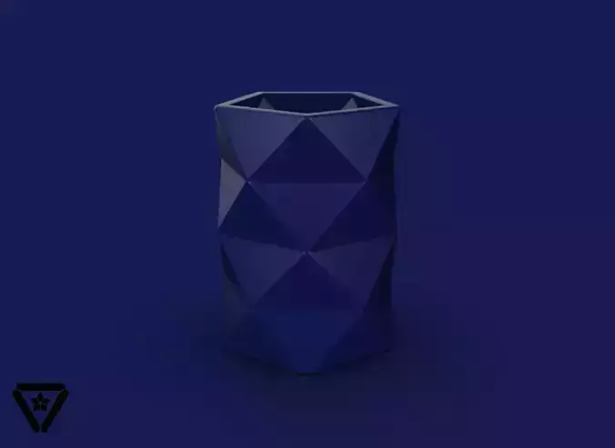 65 Facet Origami Geometric Bonsai Vase  V8  Saito