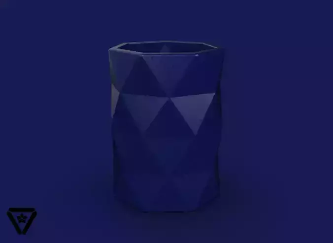 66 Facet Geometric Origami Bonsai Pot V9 Valeria