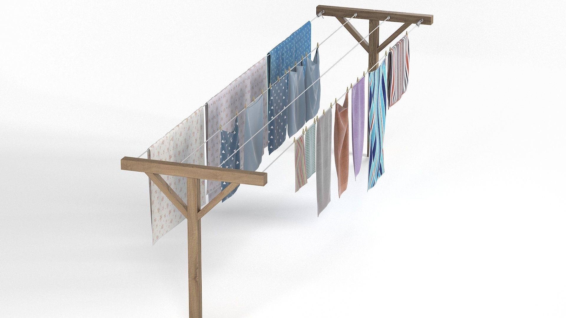 Clothes Line Low-poly 3D model_4