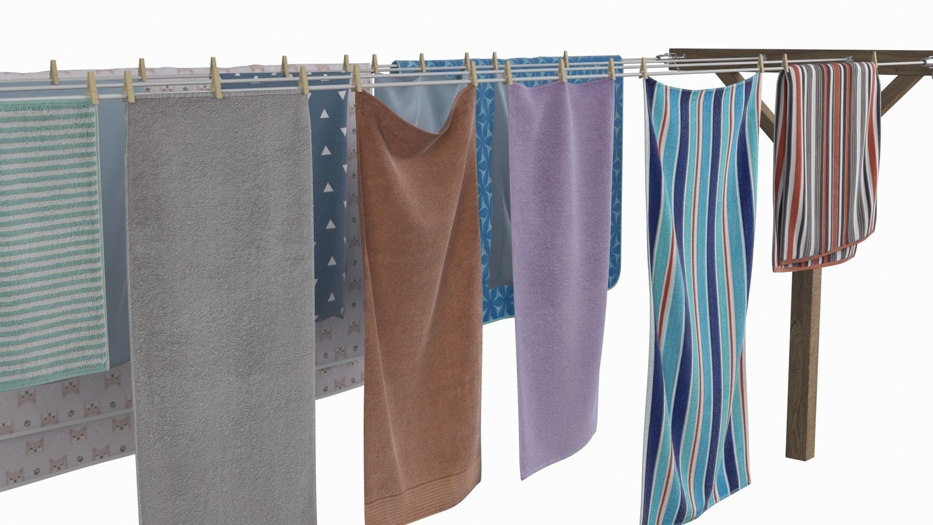 Clothes Line Low-poly 3D model_13