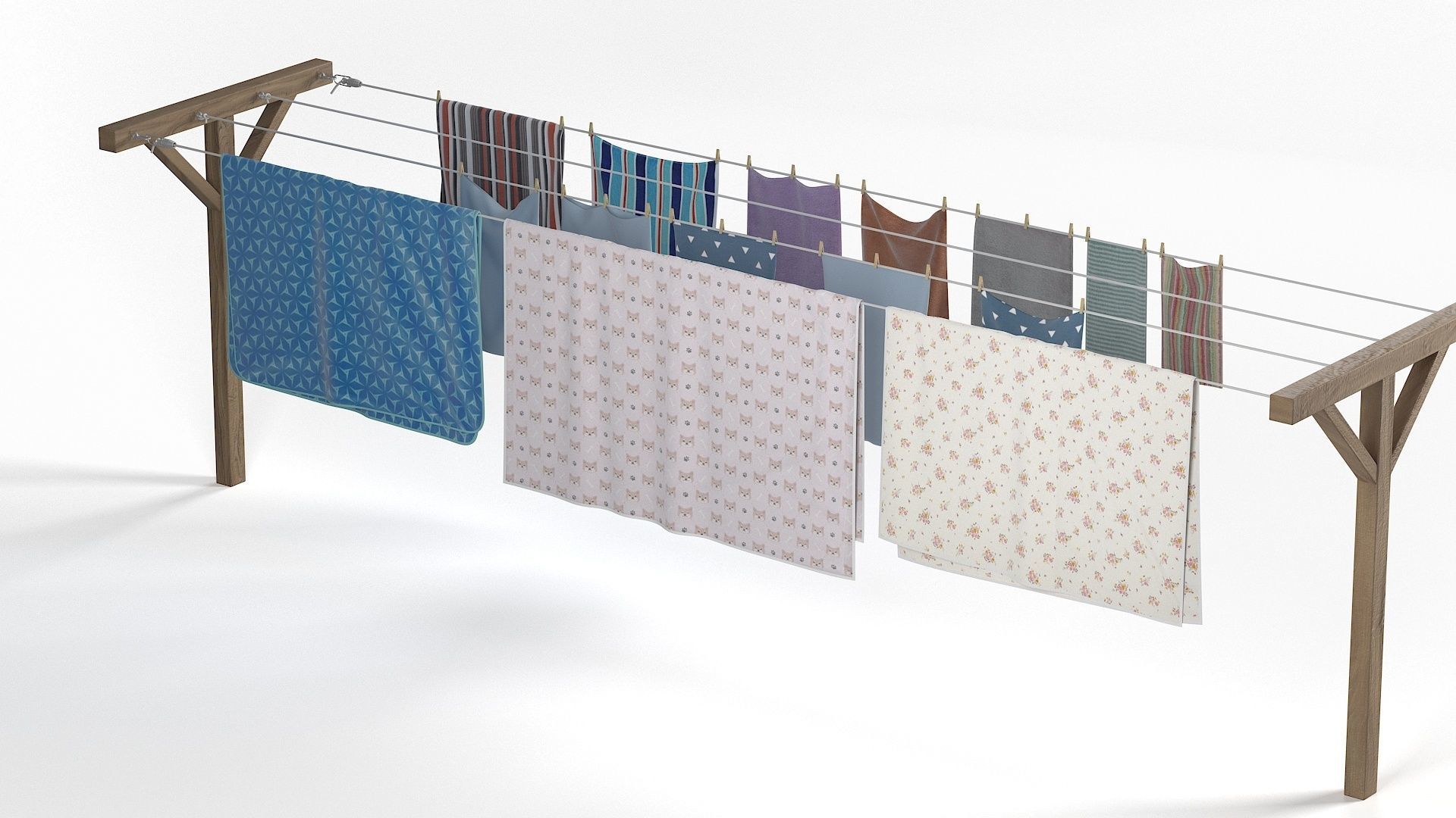 Clothes Line Low-poly 3D model_6