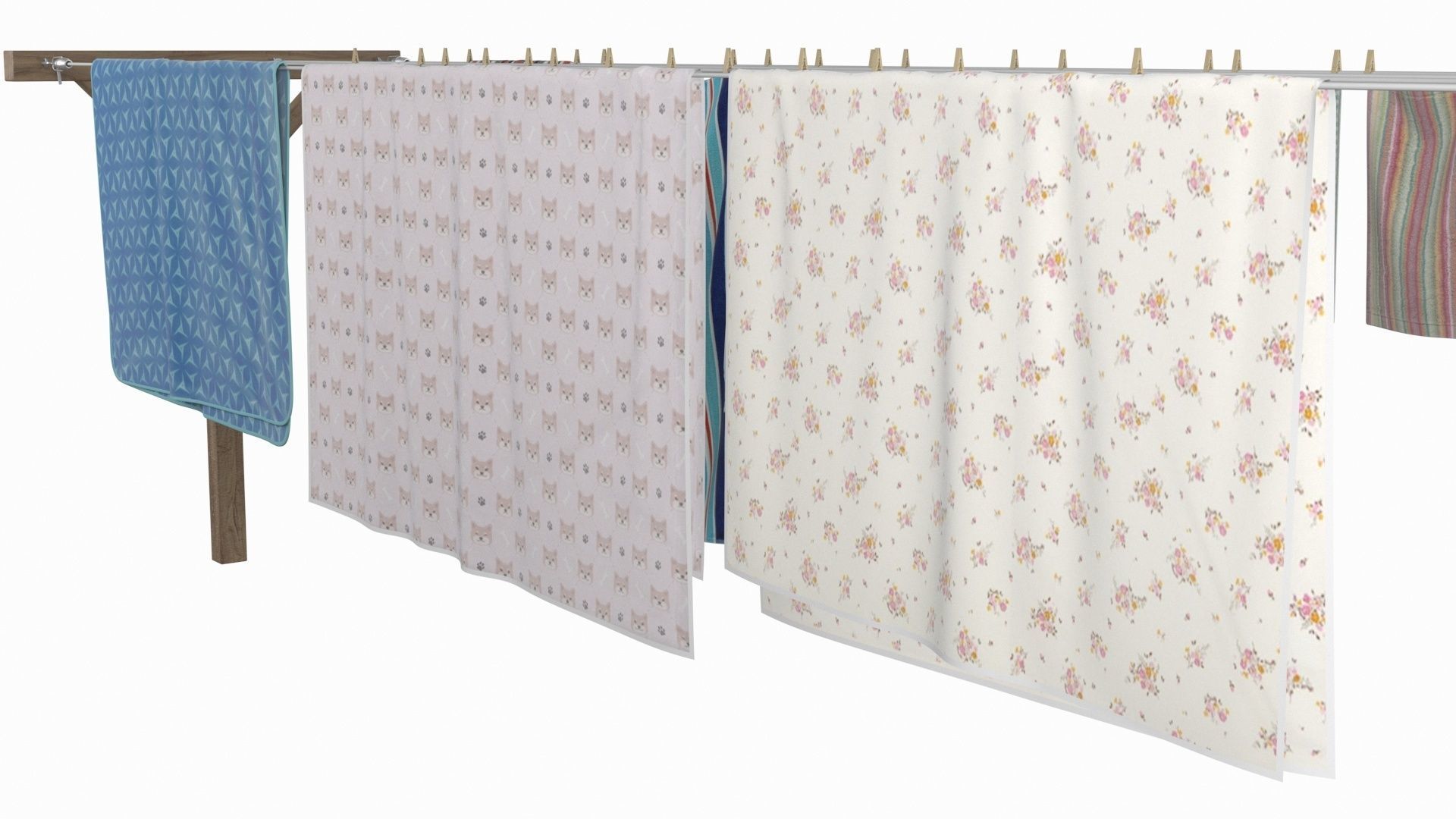 Clothes Line Low-poly 3D model_16