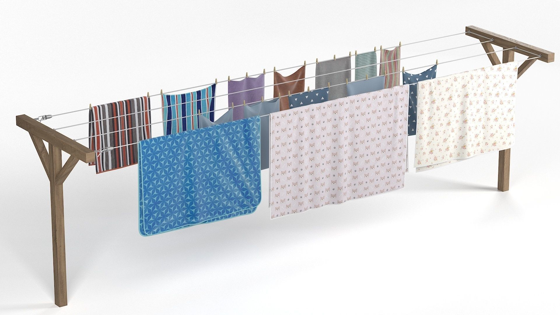 Clothes Line Low-poly 3D model_8