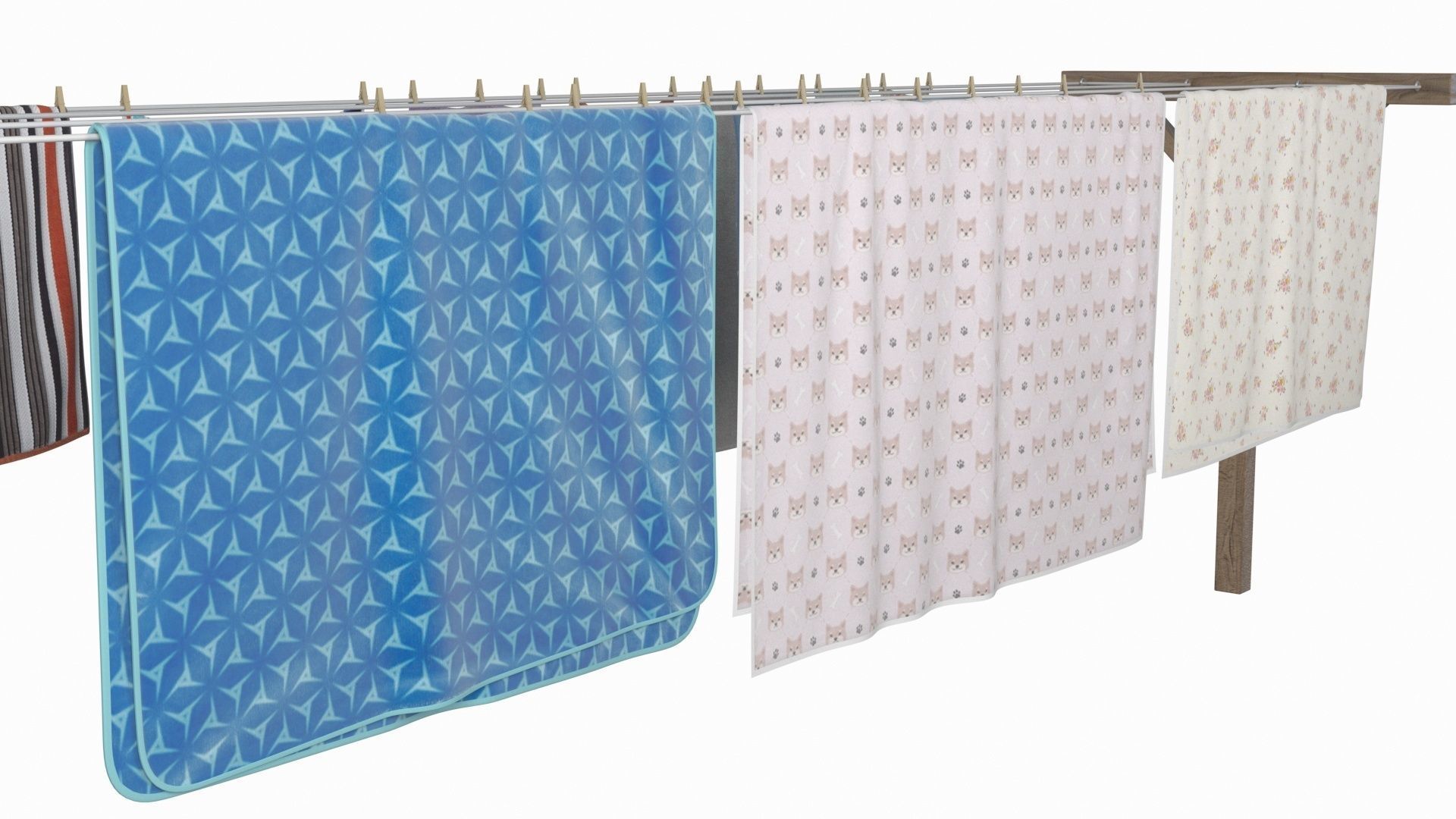 Clothes Line Low-poly 3D model_15