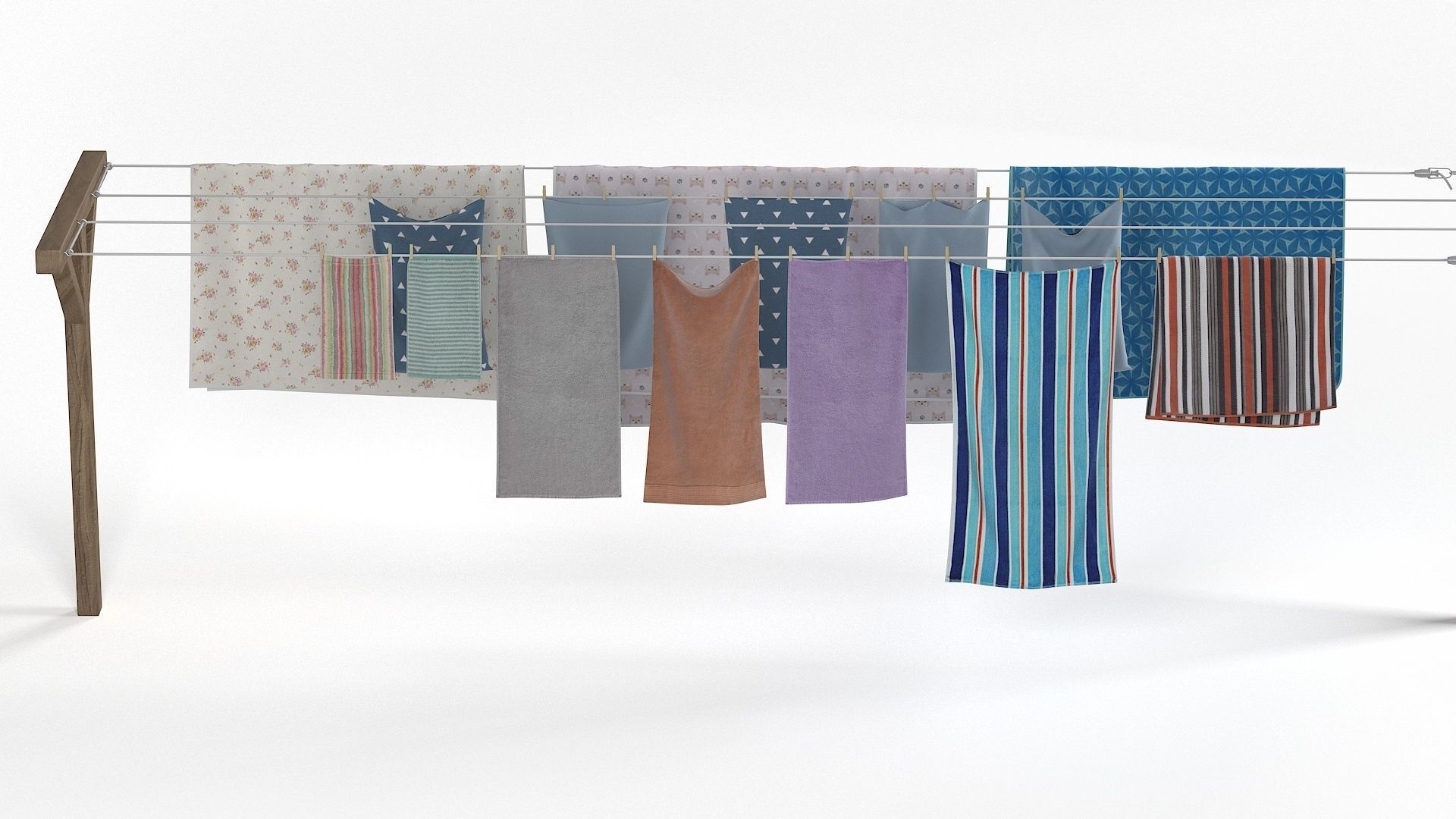 Clothes Line Low-poly 3D model_12