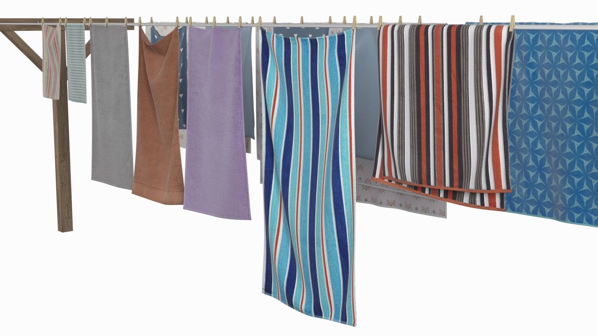 Clothes Line Low-poly 3D model_14