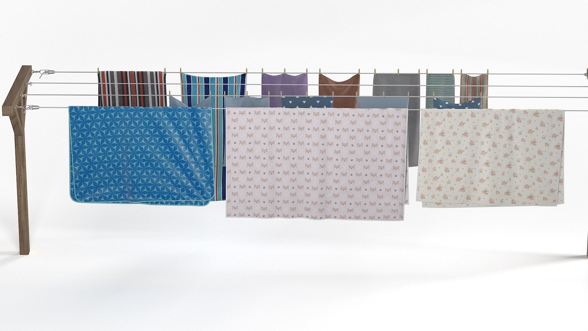 Clothes Line Low-poly 3D model_7