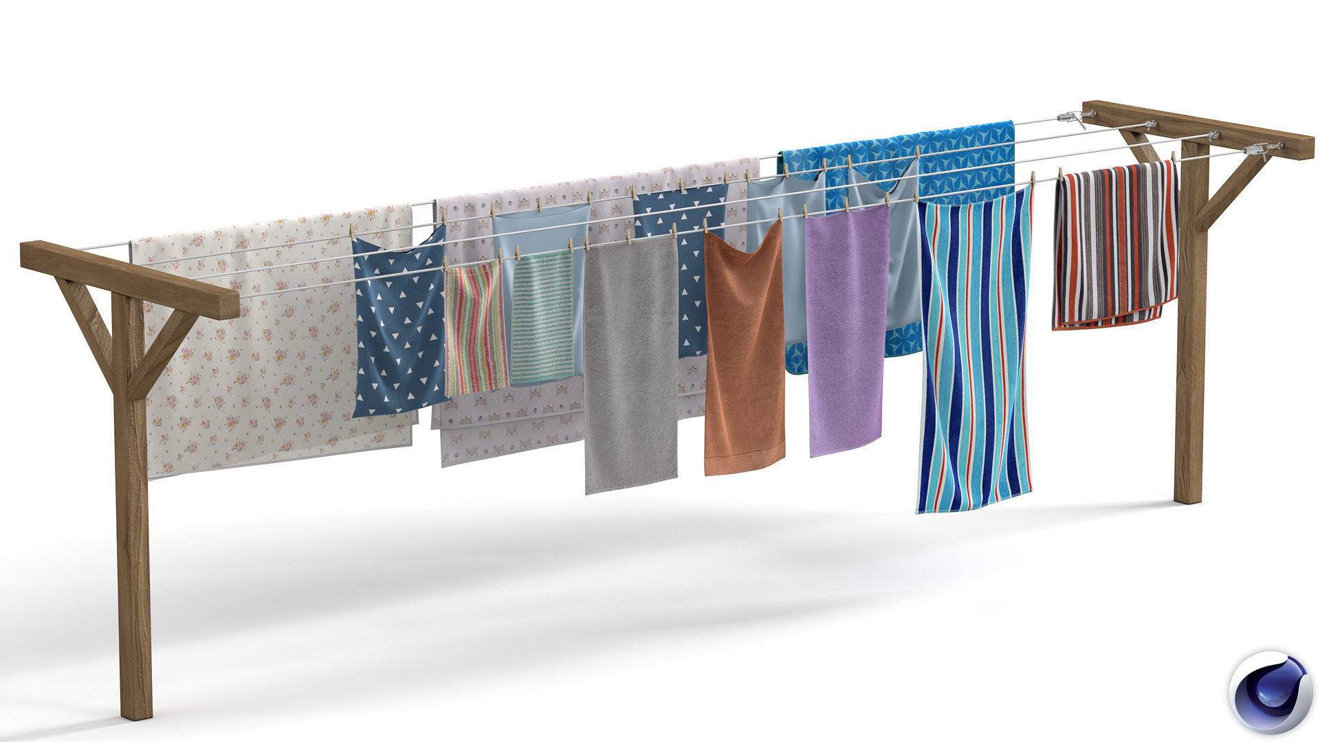 Clothes Line Low-poly 3D model_2