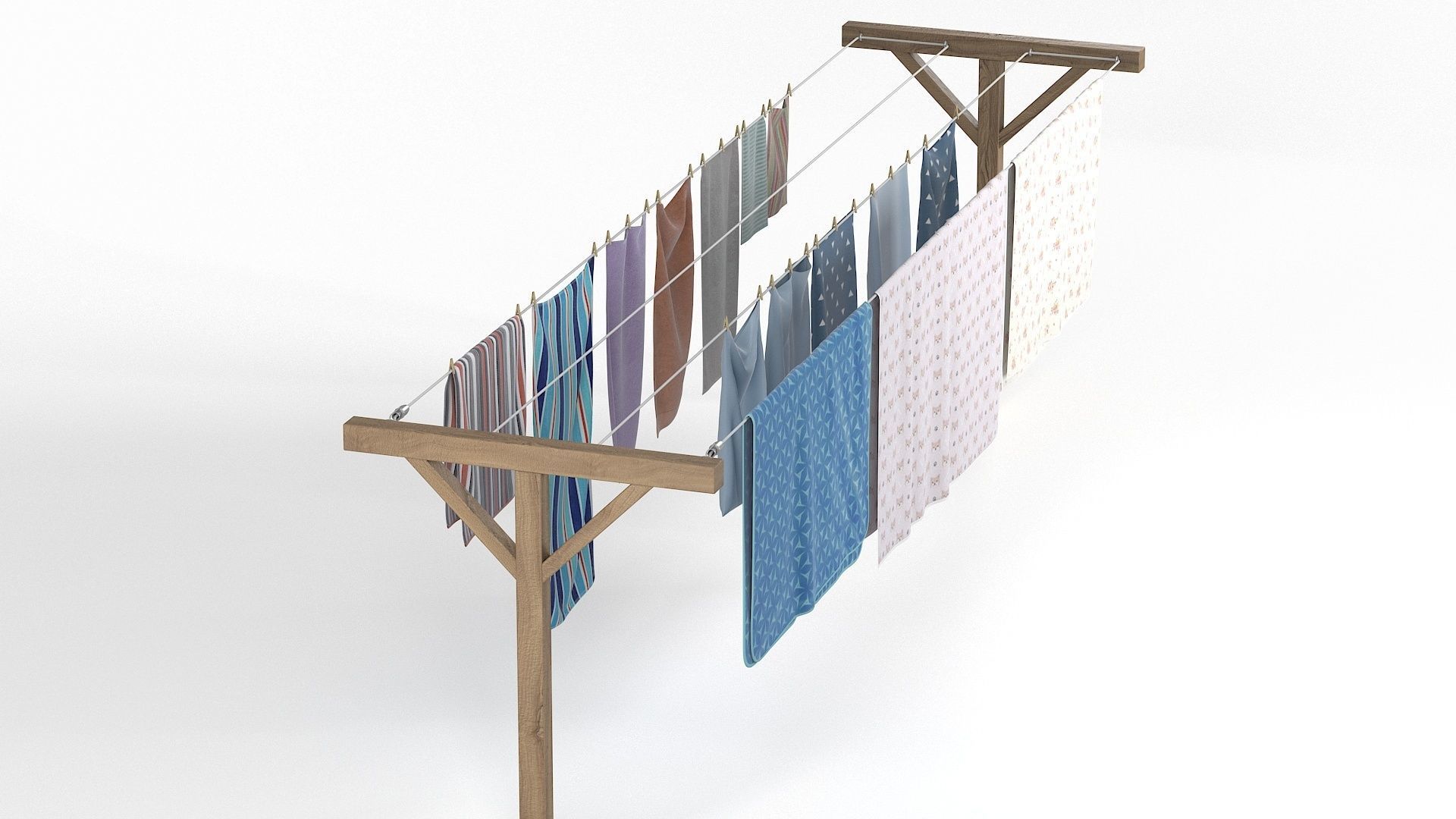 Clothes Line Low-poly 3D model_9