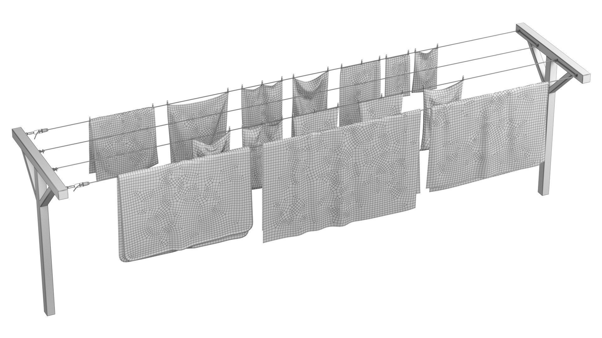 Clothes Line Low-poly 3D model_24