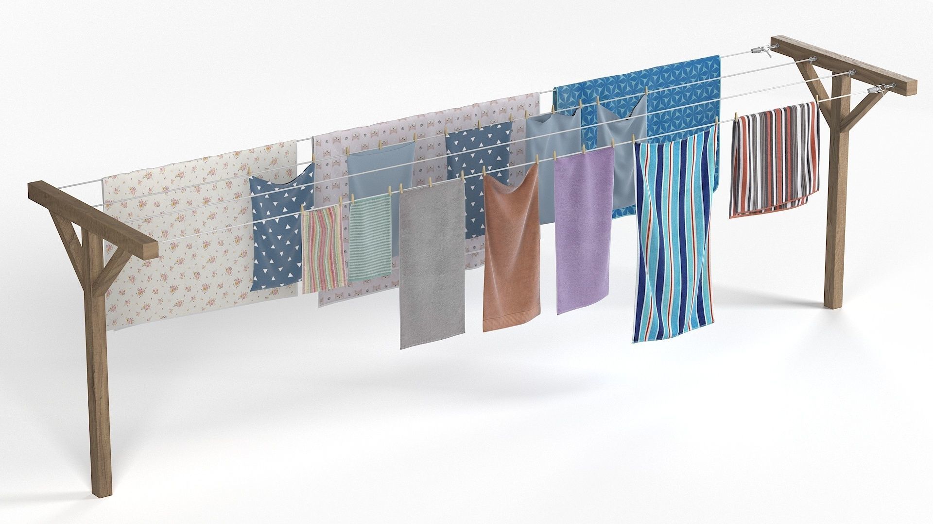 Clothes Line Low-poly 3D model_3