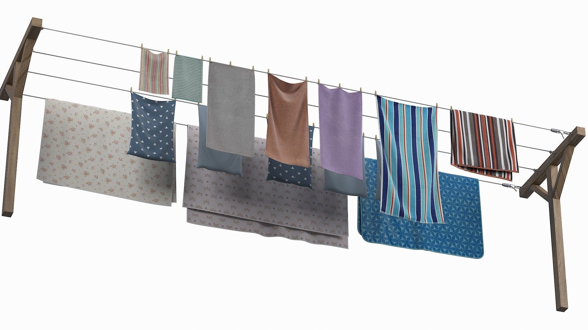 Clothes Line Low-poly 3D model_20